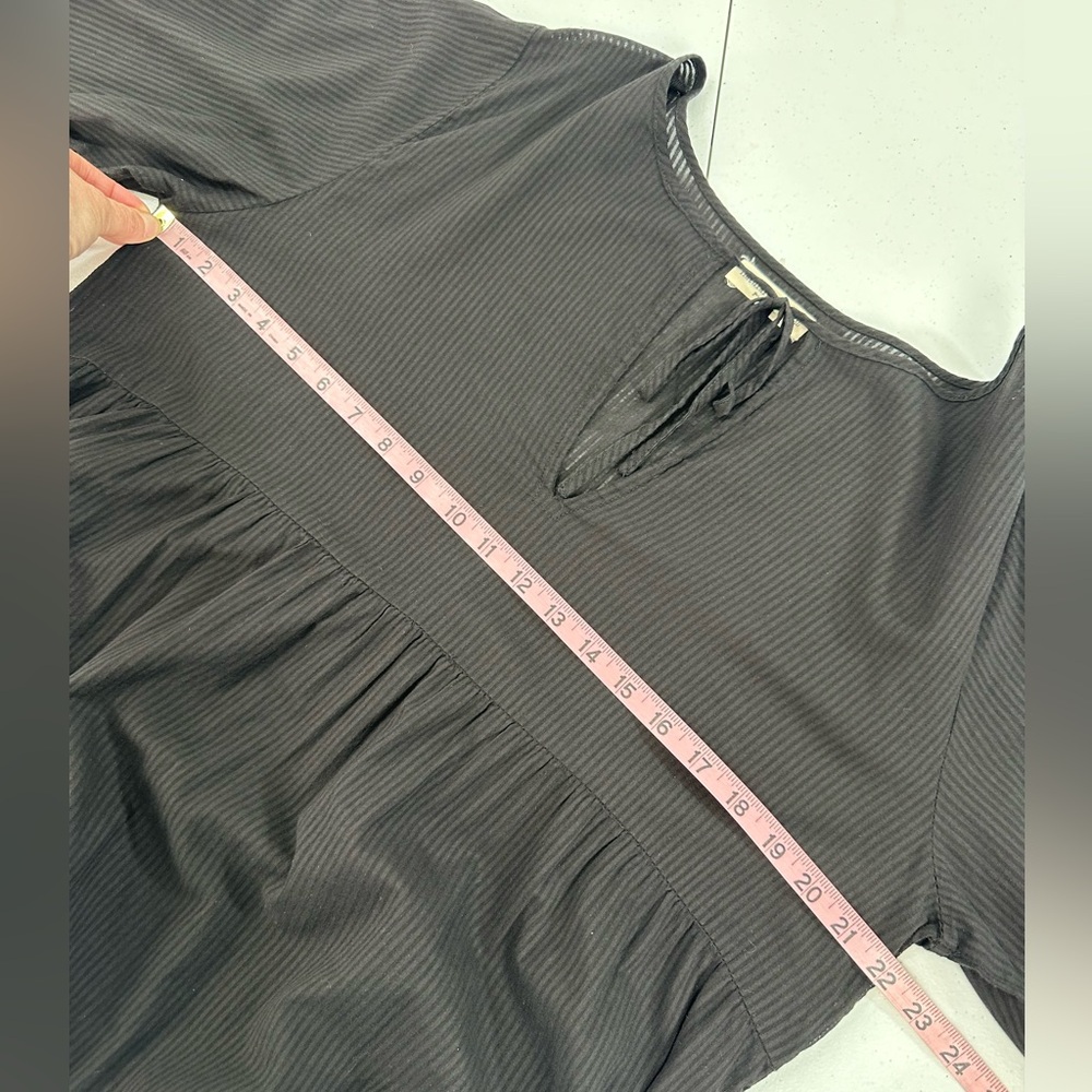 Natural Life Cotton Tiered Maxi Dress Semi Sheer Boho Cottage Peasant Black L/XL - Picture 4 of 7